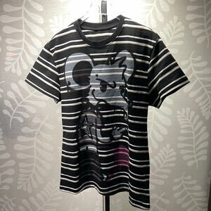 Rat Graffiti Striped T-Shirt Black White